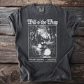 Will-o-the-Wisp swamp art t-shirt with swamp and lights graphic.