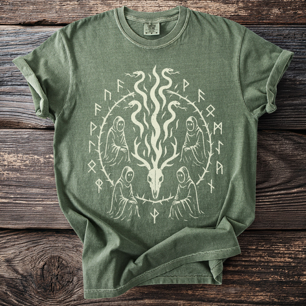 Runic Circle: Goat Skull and Serpents