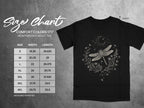 Comfort Colors 1717 heavyweight adult tee size chart with width and length measurements.