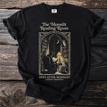 Black t-shirt with "The Moonlit Reading Room" art and text.