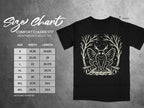Comfort Colors 1717 heavyweight adult tee size chart with width and length measurements in inches.