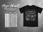 Comfort Colors 1717 heavyweight adult tee size chart with width and length measurements in inches.