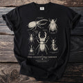 Black t-shirt with vintage beetle illustrations and text "The Coleoptera Cabinet".