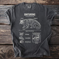 Binturong t-shirt with diagram of animal, showing length and traits.
