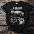 Black t-shirt with Red Panda illustration and facts about its features and habits.
