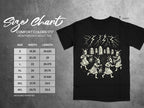 Comfort Colors 1717 adult tee size chart with width and length measurements in inches.