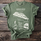 Green t-shirt with Gargoyle Gecko diagram, highlighting anatomy and biology.