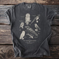T-shirt with vintage illustration of six birds labeled with names and scientific names.